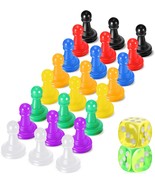 26 Pieces Multicolor Board Game Pieces and Dice Include 24 Multicolor Pl... - £9.93 GBP