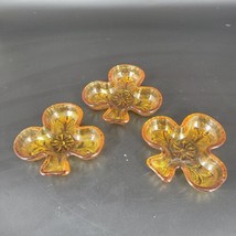 VTG Tiara Nut Candy Dishes Club Shaped Amber Sandwich Glass No chips, cr... - $15.16