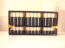 Vintage Wood Black With Gold Accents Abacus Lotus Flower Brand - £24.60 GBP