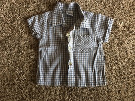 * Baby Boys Blue Plaid Button Down Short Sleeve Shirt Size 6 months - $3.99