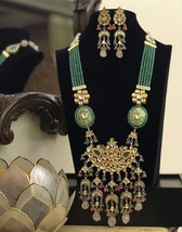 VeroniQ Trends- Designer Raani Haar in Multilayer Green Crystals,Faux Emerald An - £118.87 GBP