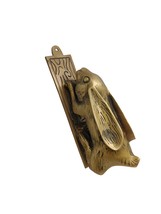 Vintage Rabbit Statue Brass Antique Door Knocker Earrings 10.5&quot; Ring Doo... - $145.00