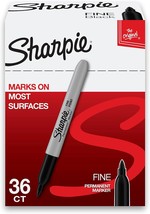 Sharpie Permanent Markers, Fine Point, Black, 36 Count - $32.94