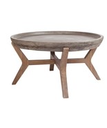 Stunning Round Wood &amp; Waxed Concrete Tunis Coffee Table Moroccan Coastal... - £526.54 GBP
