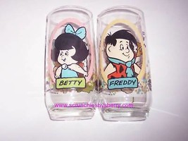 Flintstones Fred Betty Rubble  Pizza Hut Collectors Glass Vintage Lot of 2 - $24.95