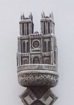 Collector Souvenir Spoon France Paris Notre Dame Cathedral Figural Pewter Mini - £15.97 GBP