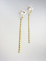 CHIC Minimalist Urban Anthrpologie Thin Gold Flat Beads Long Dangle Earrings - £10.27 GBP