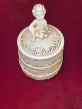 Vintage ENESCO 3-Tiered Ceramic Vanity Trinket Box w/ Child On Top E-8252\S - $5.89
