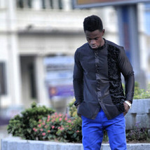Men&#39;s Black Long Sleeve Shirt African Clothing Men&#39;s Fashion Wear - £45.30 GBP