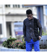 Men&#39;s Black Long Sleeve Shirt African Clothing Men&#39;s Fashion Wear - $79.20 CAD