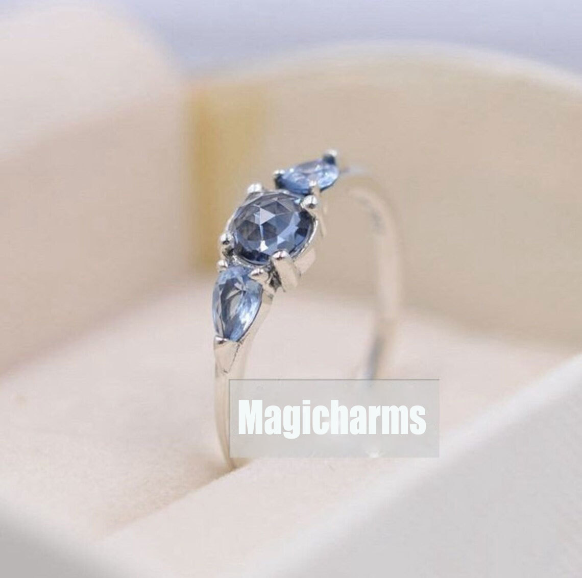 925 Sterling Silver Patterns of Frost Moonlight Blue Cz Ring For Women QJCB1080 - £13.58 GBP