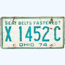 1974 United States Ohio Seat Belts Passenger License Plate X1452C - $11.87
