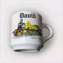 Vtg &quot;DAVID&quot; Highland Railway Coffee Mug Cup Railroad Trains Papel  - $21.78