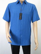 Men Short Sleeves Sport Shirt by BASSIRI Light Weight Soft Microfiber 60071 Blue image 4