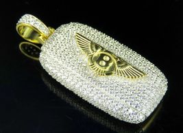Men&#39;s 10K Yellow Gold Fn Ice 1.25 Ct Out Diamond Custom Bentley Car Key Pendant - £169.45 GBP