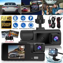 2&quot; Dual Lens Car DVR Dash Cam Video Recorder G-Sensor 3 Channel HD 1080P Camera - £34.59 GBP