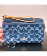 NWT Coach Double Zip Wallet In Signature Denim CZ321 - $127.71