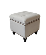 SEAT4U 17" Beckenham Cubic Storage Ottoman in flannel Feel Ice White Col... - $179.00