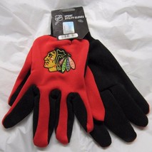 NHL Chicago Blackhawks Colored Palm Utility Gloves by FOCO Red w/ Black ... - £8.83 GBP