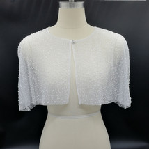 White Lace Cover-Ups Women Custom Embroidery Lace Wedding Sequin Shawl Wrap Cape image 6