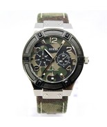 New Guess U0458L1 Camouflage Dial and Iconic Canvas Green Band Women Watch - $110.86