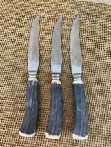 Sheffield England Stainless Steel Faux Bone Handle Steak Knives (3) - $14.85