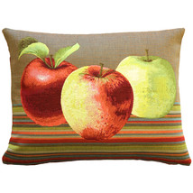 Fresh Apples on Brown Rectangular Throw Pillow, with Polyfill Insert - £31.86 GBP