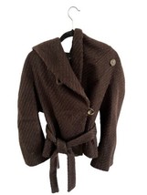 BCBGMAXAZRIA Womens Coat Brown Wool Blend Hooded Jacket Belted Woven Sz ... - £19.17 GBP