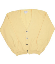 Vintage Paul Stuart Alpaca Cardigan Sweater Mens XL Yellow V Neck Grandpa - £56.94 GBP