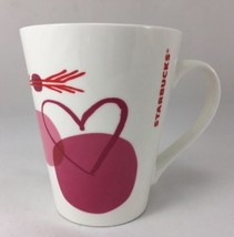 Starbucks 2016 Coffee Cup Mug Valentines Day Pink Heart with Red Arrow 12 oz - £15.96 GBP