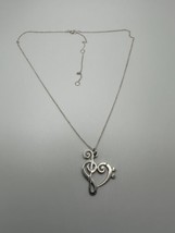 Vintage Sterling Silver Musical Note Heart Pendant Necklace 16”-20” - $32.18