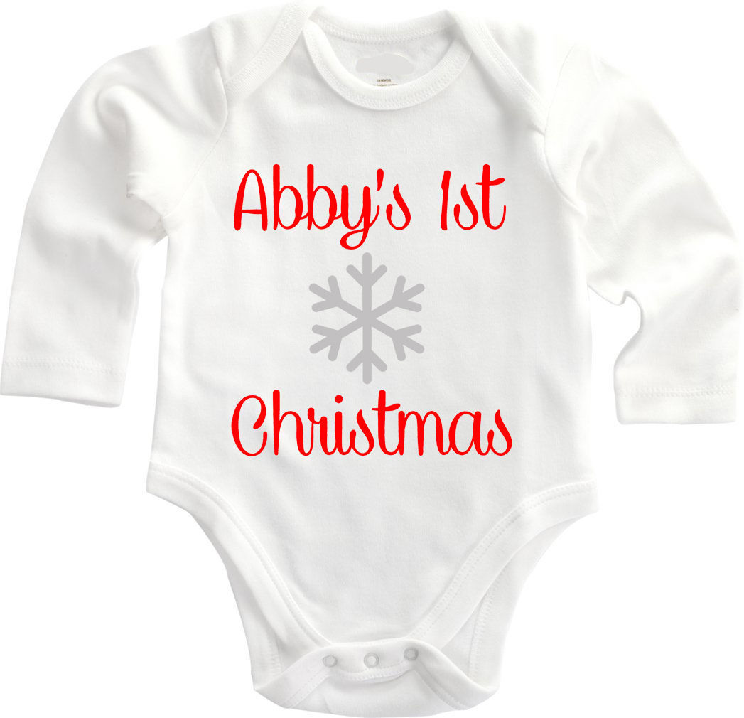 Babys First Christmad Personalized One Piece Bodysuit Shirt  Newborn - $12.00