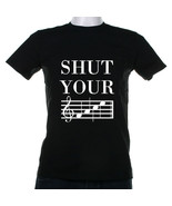 Shut Your Face Musician T Shirt Funny Notes Guitar Bass Drums - $331.82 MXN