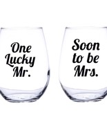 One Lucky Mr and Soon To Be Mrs. Wine Glass Engagement  Wedding - £13.87 GBP