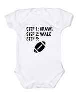 Football Steps Baby One Piece Body Suit Newborn Bodysuit Shirt - £7.71 GBP