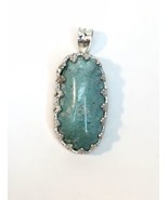 Southwestern Sterling Silver handmade pendant with oval turquoise Unsigned - £35.85 GBP