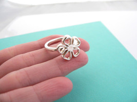 Tiffany &amp; Co Silver Open Flower Ring Band Sz 6.75 Rare Nature Gift Love Garden - £272.57 GBP