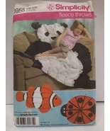 Simplicity Fleece Throws Pattern 3955 ~ Dori Fish Panda Ladybug Robin Gr... - £15.46 GBP