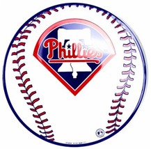 Philadelphia Phillies Embossed Metal 12&quot; Baseball Circle Sign - £6.21 GBP