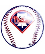 Philadelphia Phillies Embossed Metal 12&quot; Baseball Circle Sign - £6.35 GBP