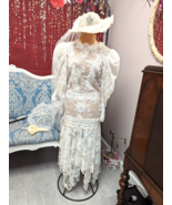 Antique Wedding Dress &amp; Bridal Veil Hat Flapper Pearls Lace 1920s Vintag... - £3,991.78 GBP