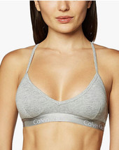 Calvin Klein Women&#39;s Motive Cotton Lightly Lined Bralette Bra Gray Size ... - £14.42 GBP