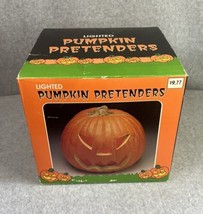 Vintage Lighted Pumpkin Pretenders Halloween Plastic Mold Approx 9&quot; Tall w Box - £22.42 GBP