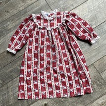 Lanz Of Salzburg 2T Nightgown Toddler Girls Stripe Flannel Lace Red Polar Bear - £19.62 GBP