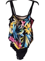 Vtg Maxine Of Hollywood Floral One Piece Bathing Suit Sz 10 Tropical Beach Multi - £14.93 GBP