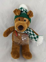 Commonwealth Bear Plush 10 Inch Knit Hat Scarf Card Holder Stuffed Animal - £7.06 GBP