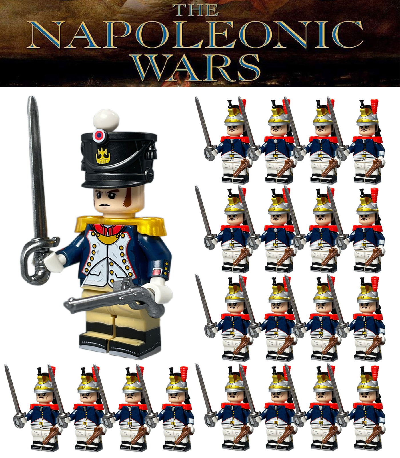 Napoleonic Wars Officer & French Cuirassiers Army Set 21 Minifigures Lot
