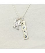 UK Cats Necklace Silvertone 20&quot; - $143.63 MXN