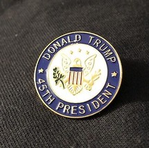 TRUMP 45th PRESIDENT GOLD PIN METAL w BLUE ENAMEL HAT LAPEL REPUBLICAN M... - £10.51 GBP