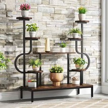 Modern Industrial Metal Wood Stepped Shelf Bookcase Plant Stand Shelving Unit - $3,645.41 MXN